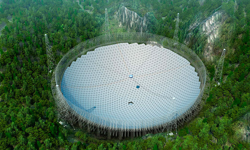 Futuro aspecto del radiotelescopio FAST, en China. Foto: FAST
